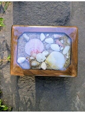 True Vintage Seashell & Sand Trinket Box, Retro Boho Decor, Beach Nostalgia